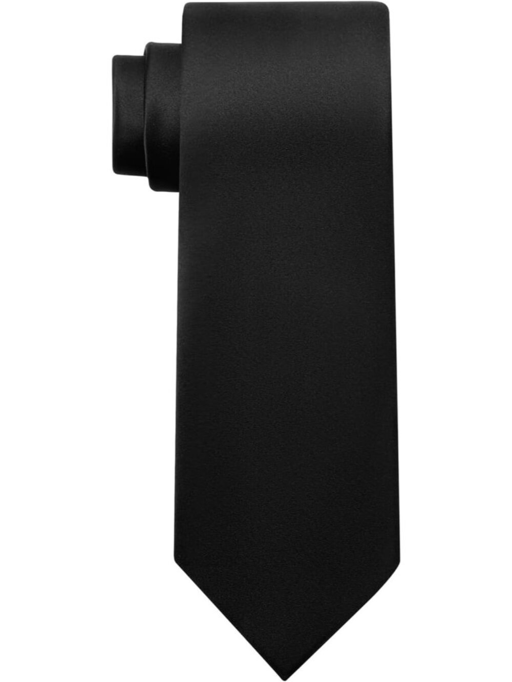 Men's Black Solid Microfiber Plain Formal Silk Necktie For Business Dress Tie